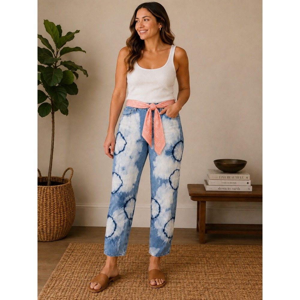 Juicy Couture Indigo Tie Dye Relaxed Jeans Size 32 Y2K Streetwear NWT